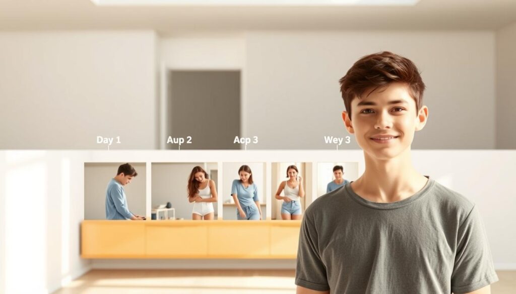 A vibrant, photorealistic illustration of a person's "gluco6 health transformation" over the course of a week. In the foreground, a young adult stands with an expression of renewed energy and confidence, their posture and complexion noticeably improved. The middle ground depicts a series of five small vignettes, each showcasing a different day of the transformation journey - from the initial fatigue and discomfort to the gradual restoration of vigor and well-being. The background features a clean, minimalist environment with soft, natural lighting, emphasizing the holistic nature of the health transformation. The overall scene conveys a sense of empowerment, progress, and the positive impact of the "gluco6" supplement on the subject's physical and mental well-being. A vibrant, photorealistic illustration of a person's "gluco6 health transformation" over the course of a week. In the foreground, a young adult stands with an expression of renewed energy and confidence, their posture and complexion noticeably improved. The middle ground depicts a series of five small vignettes, each showcasing a different day of the transformation journey - from the initial fatigue and discomfort to the gradual restoration of vigor and well-being. The background features a clean, minimalist environment with soft, natural lighting, emphasizing the holistic nature of the health transformation. The overall scene conveys a sense of empowerment, progress, and the positive impact of the "gluco6" supplement on the subject's physical and mental well-being.