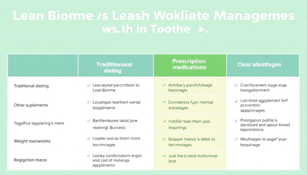 Comparison of LeanBiome with other weight management approaches Comparison of LeanBiome with other weight management approaches