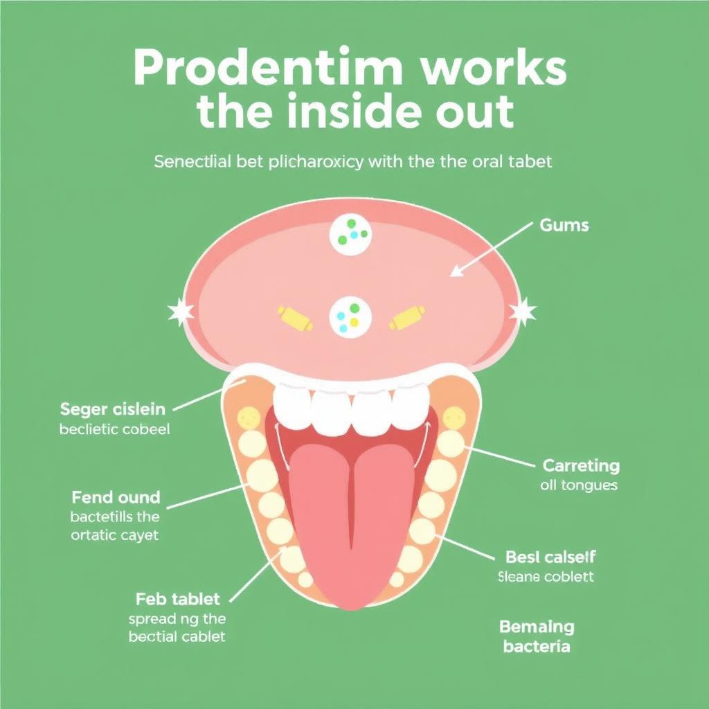 Diagram showing how Prodentim works from inside the mouth outward