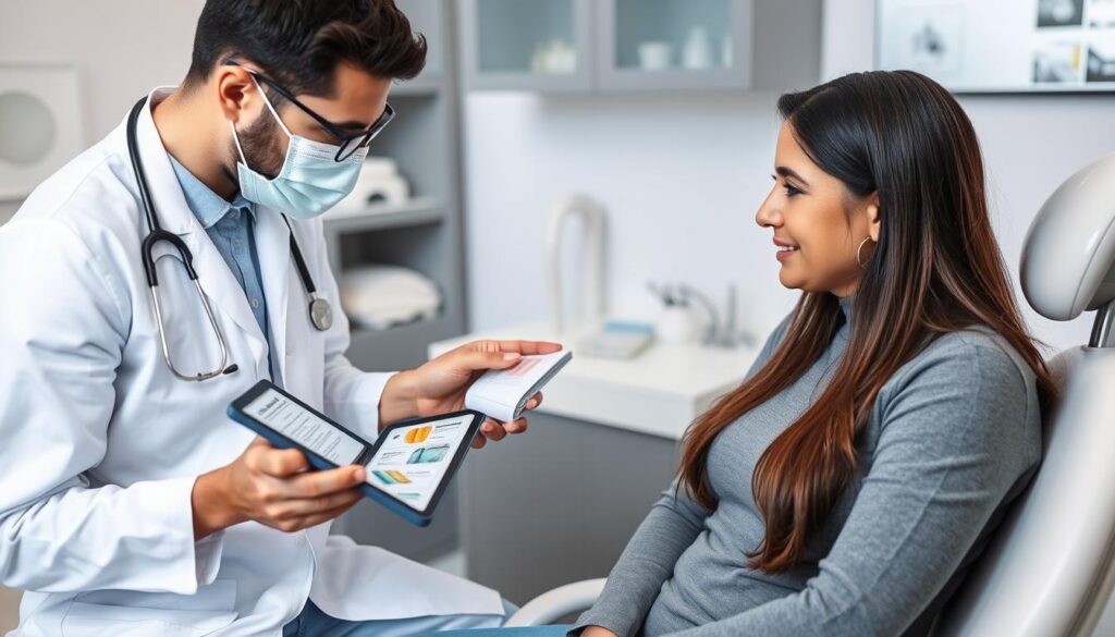Doctor discussing oral health supplements with patient