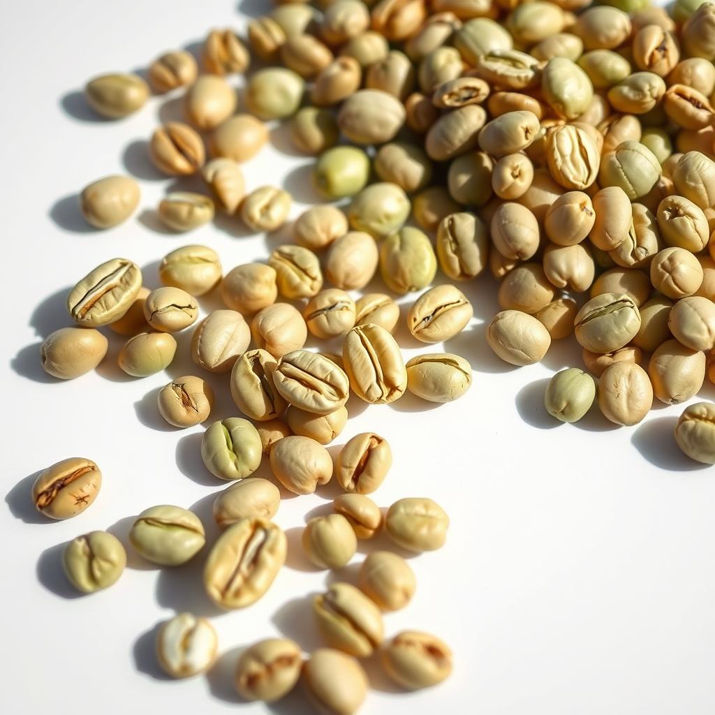 Green coffee beans showing chlorogenic acid source Green coffee beans showing chlorogenic acid source