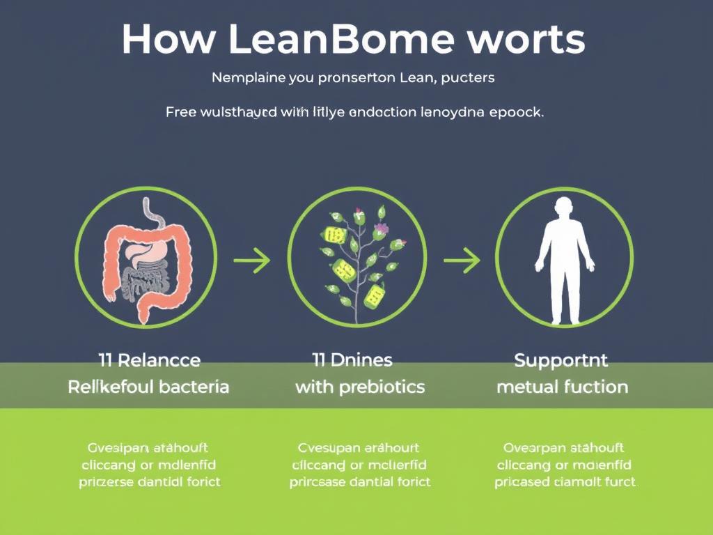 Infographic showing the three-step process of how LeanBiome works Infographic showing the three-step process of how LeanBiome works