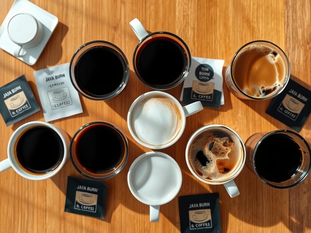 Java Burn with various coffee types Java Burn with various coffee types