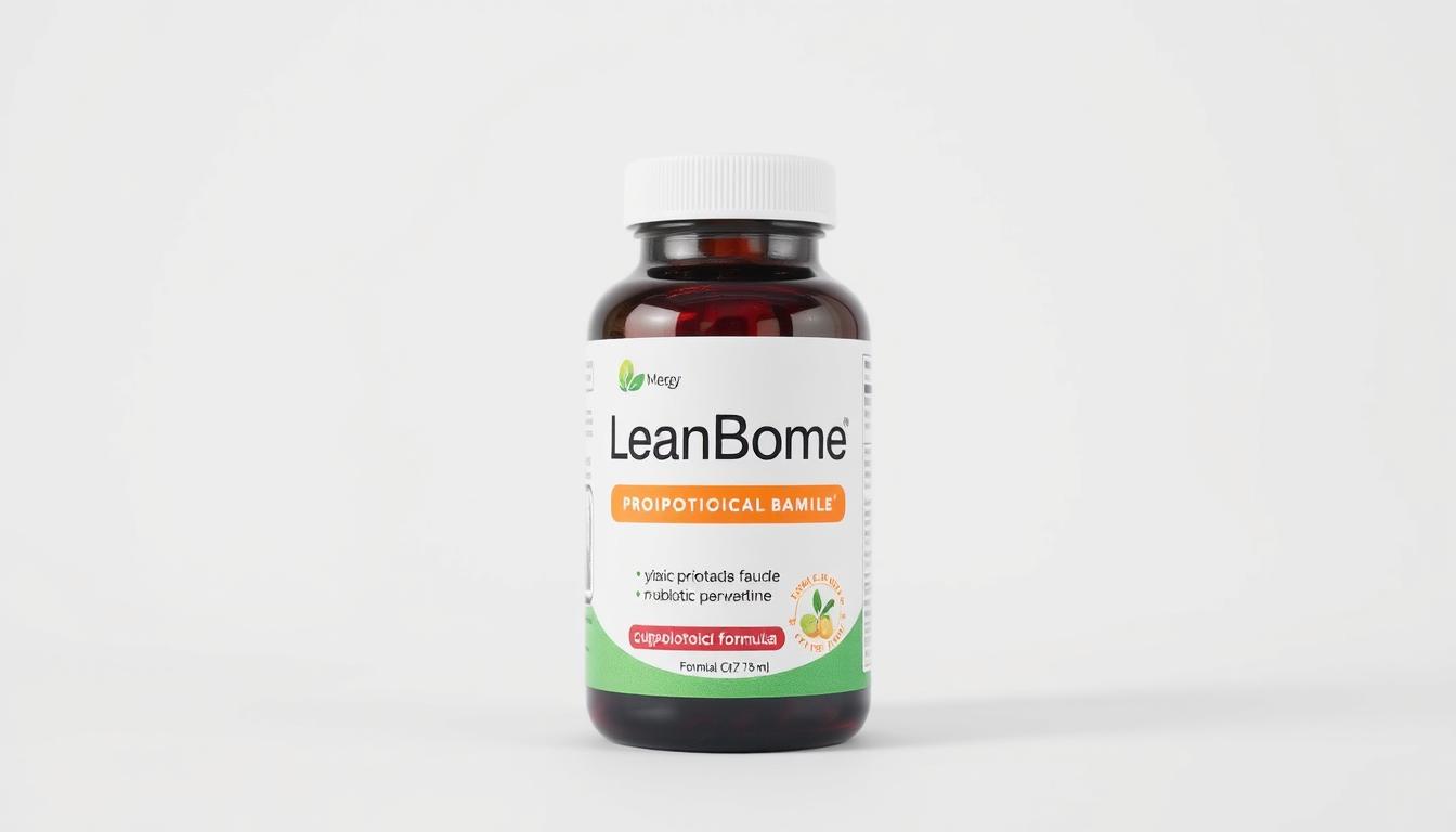 LeanBiome supplement bottle and packaging showing the probiotic formula