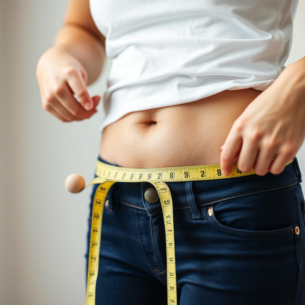 Person measuring waist showing reduced belly fat from using LeanBiome