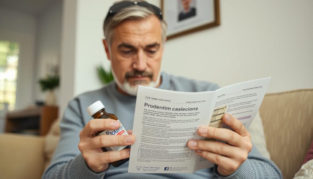 Person reading Prodentim usage instructions