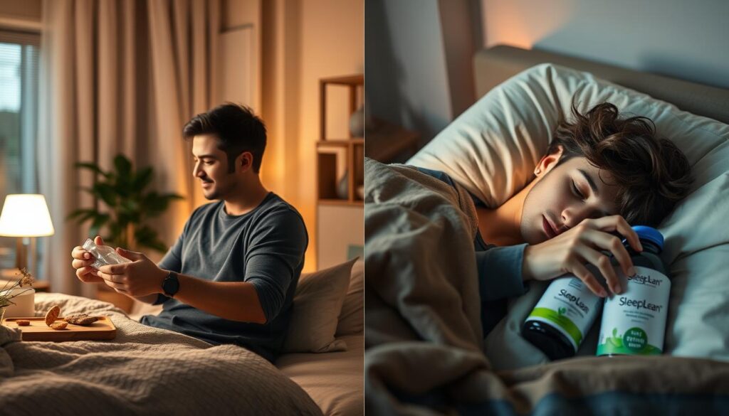 Person resisting nighttime snacking with SleepLean Person resisting nighttime snacking with SleepLean