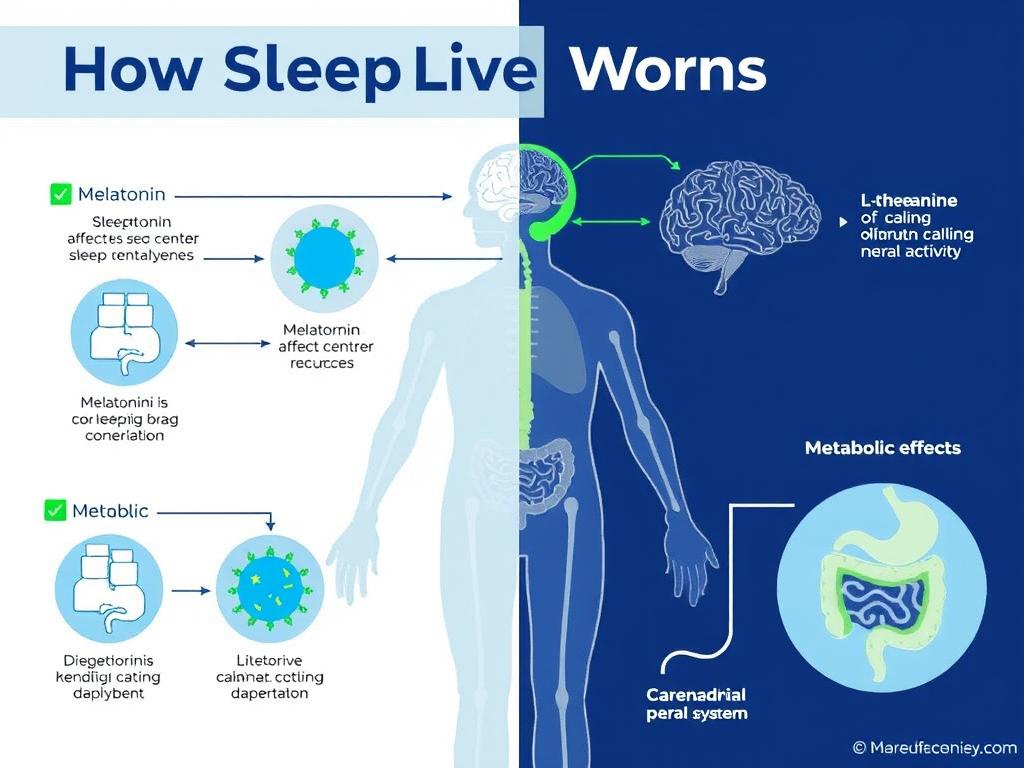 Scientific illustration showing how SleepLean works in the body Scientific illustration showing how SleepLean works in the body