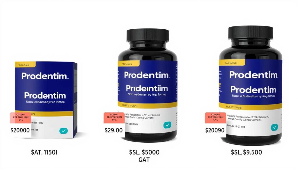 Various Prodentim package options with pricing displayed