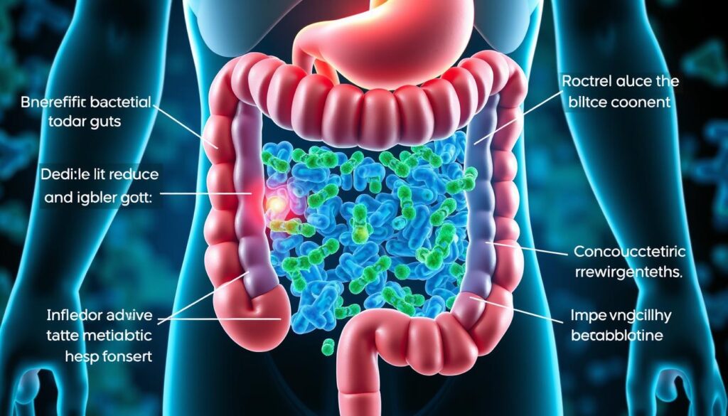 Visual representation of how LeanBiome works in the gut microbiome Visual representation of how LeanBiome works in the gut microbiome