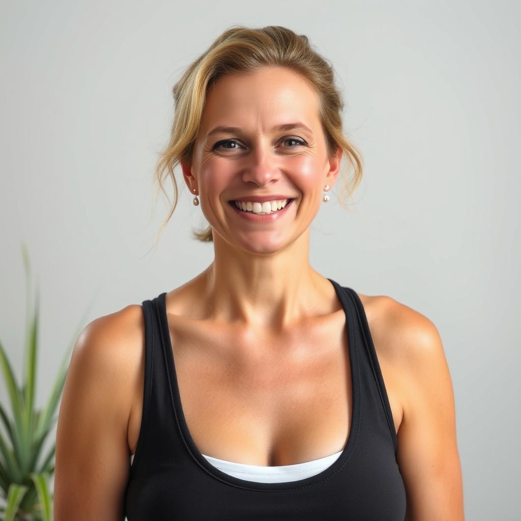 Woman showing weight loss success with LeanBiome