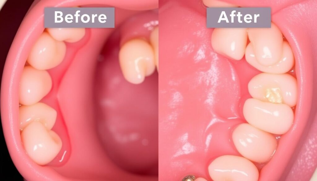 Before and after comparison of teeth and gums with Prodentim use Before and after comparison of teeth and gums with Prodentim use