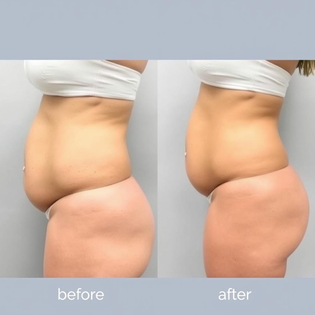 Before and after photos of Jennifer L. showing ElecSlim results after 12 weeks Before and after photos of Jennifer L. showing ElecSlim results after 12 weeks