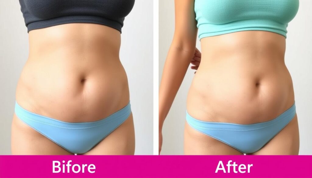 Before and after results from using Sumatra Slim Belly Tonic