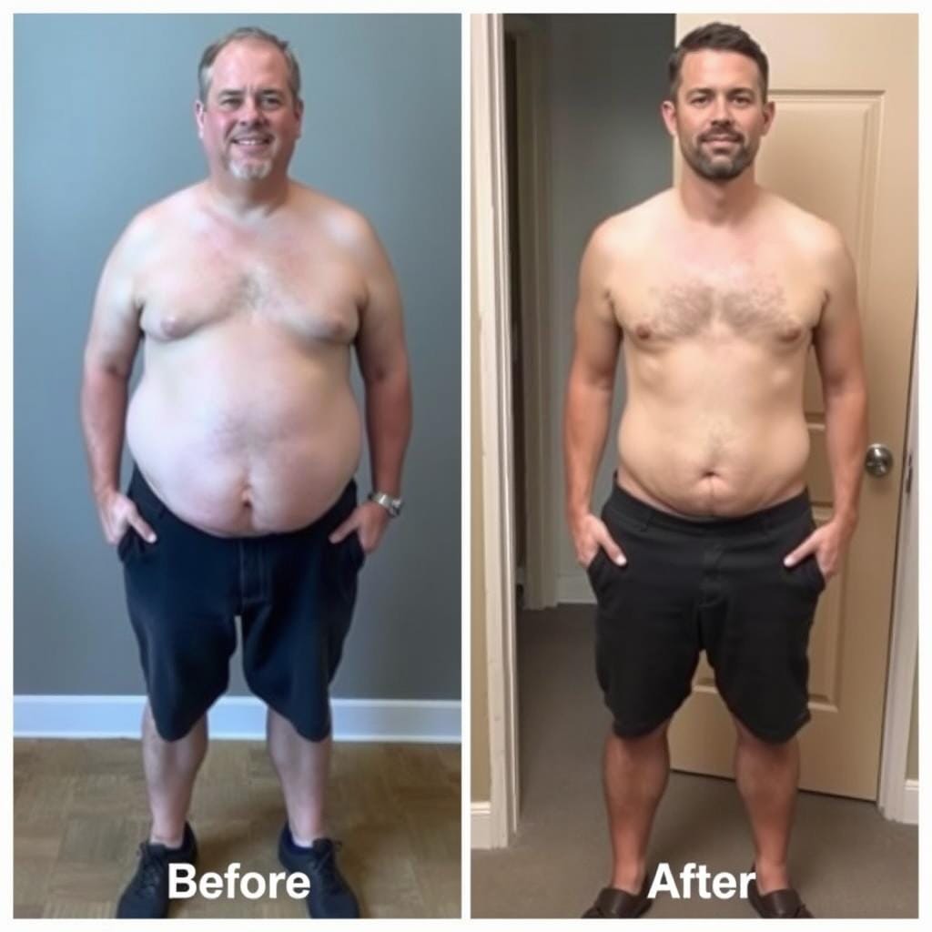 Before and after transformation of Michael who reduced belly fat with LeanBiome probiotic