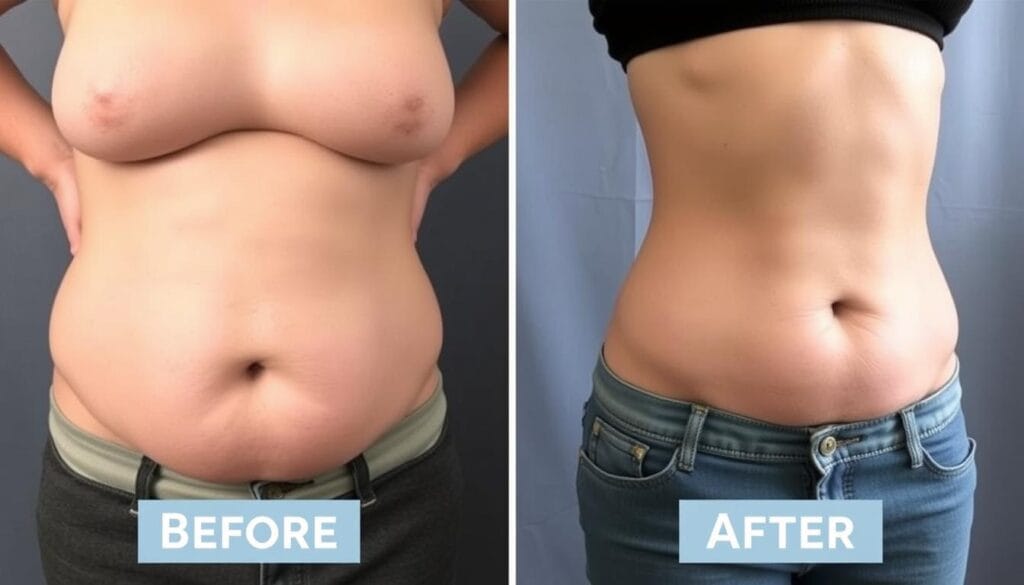 Before and after transformation showing VolcaBurn results