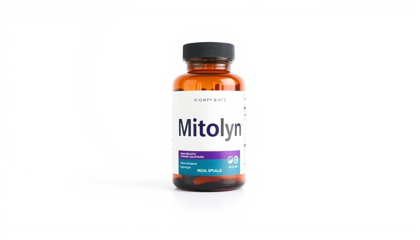 Bottle of Mitolyn weight loss supplement with claims about melting fat fast