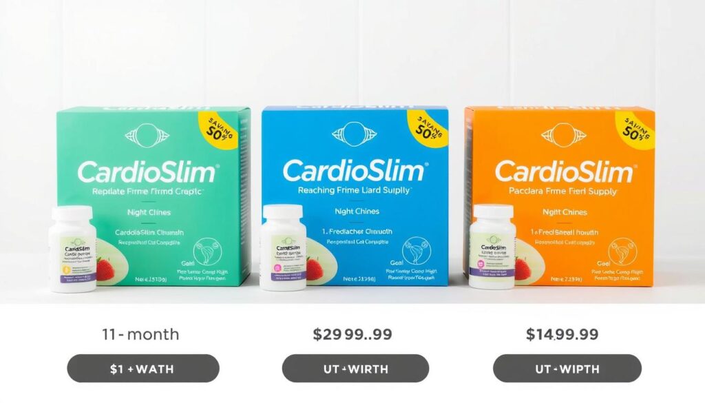 CardioSlim packaging options showing different supply packages and pricing CardioSlim packaging options showing different supply packages and pricing