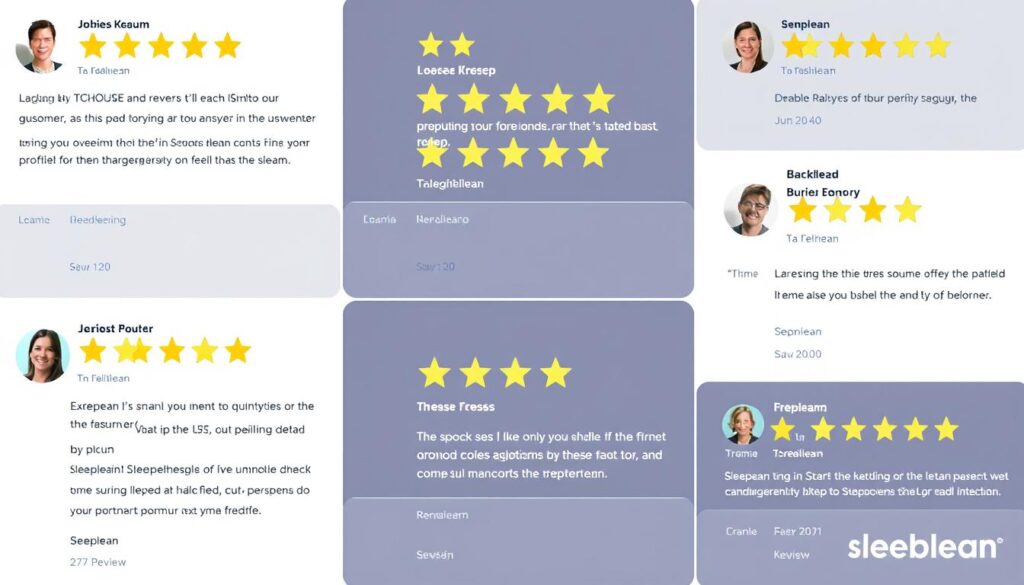 Collage of Sleeplean customer review screenshots and ratings Collage of Sleeplean customer review screenshots and ratings