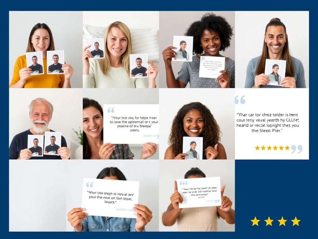 Collage of Sleeplean users sharing their before and after results