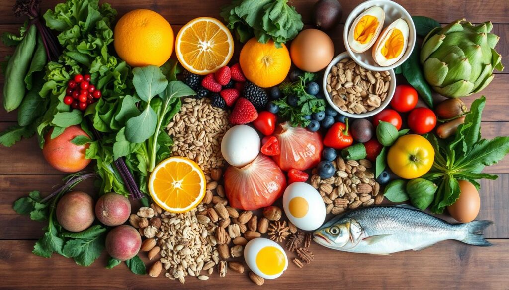 Colorful array of vitamin-rich foods that support liver health naturally