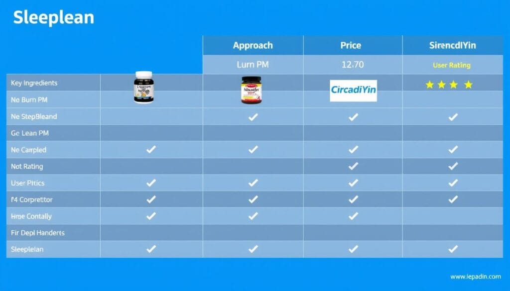 Comparison chart showing Sleeplean versus competing nighttime supplements