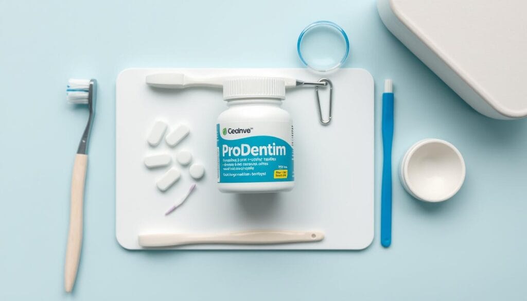 Complete oral care routine featuring ProDentim alongside traditional tools