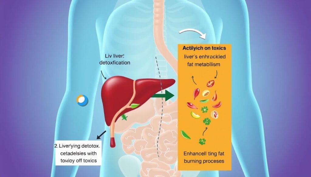 Diagram showing how Liv Pure's dual-action formula works in the body
