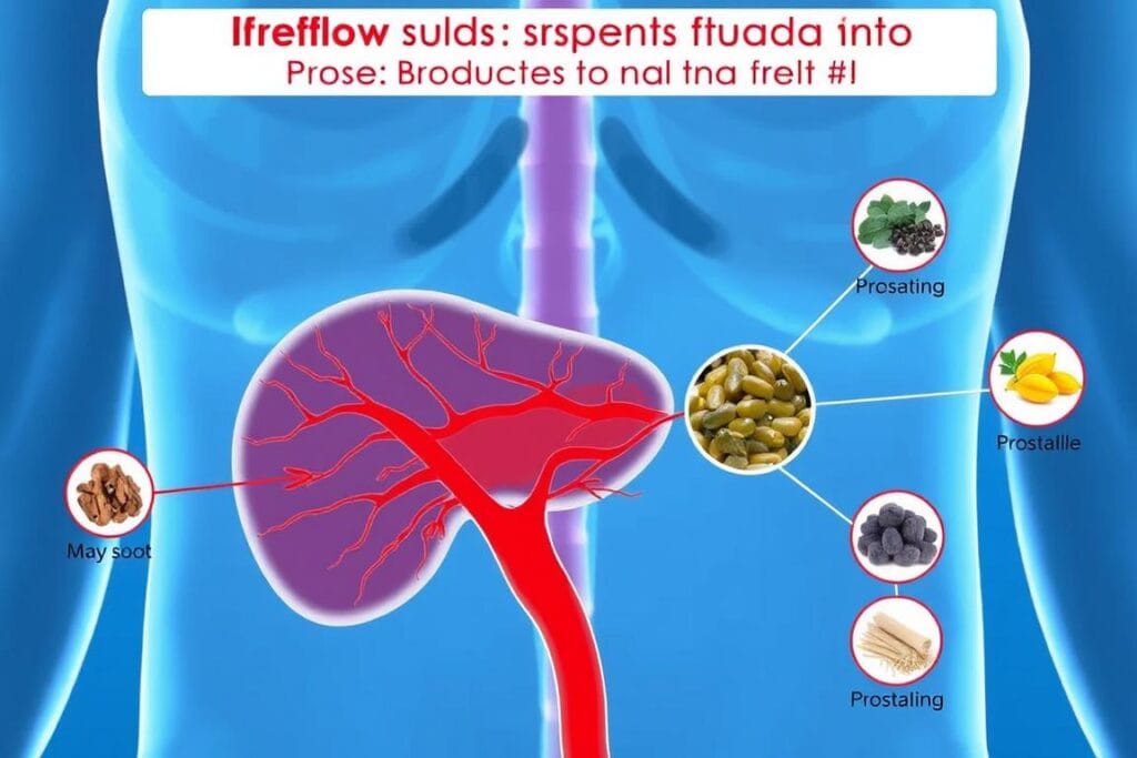 Diagram showing how ProstaVive supports prostate blood flow