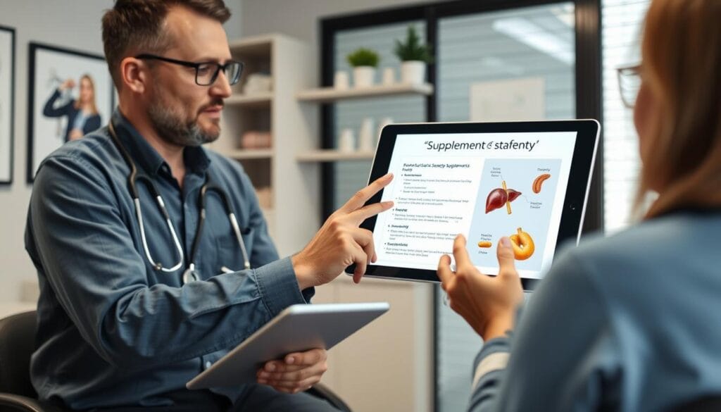 Doctor discussing Hepatoburn supplement with a patient