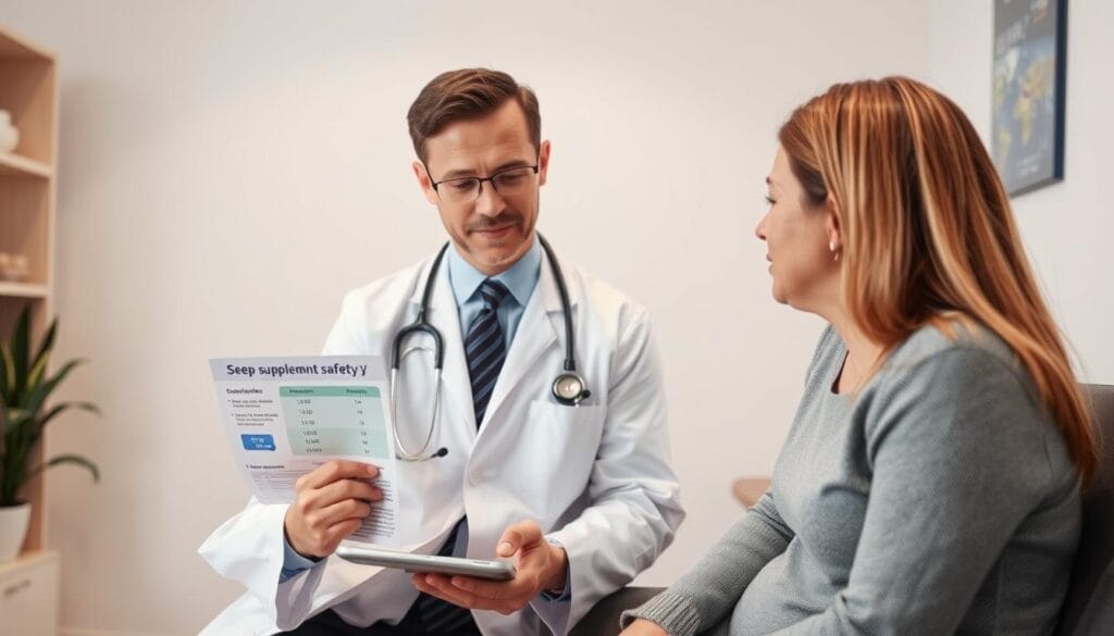 Doctor explaining Sleeplean safety considerations to a patient