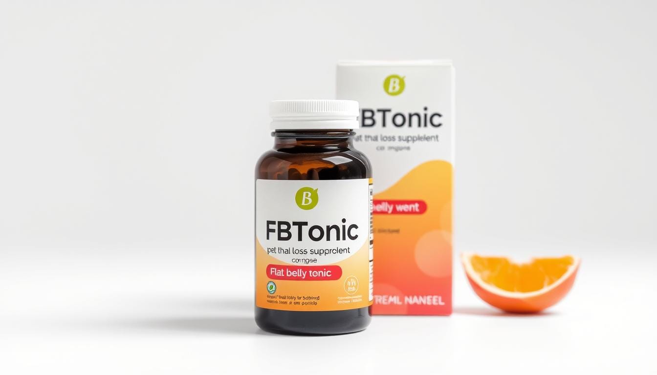 FBTonic supplement bottle and packaging showing the flat belly tonic product