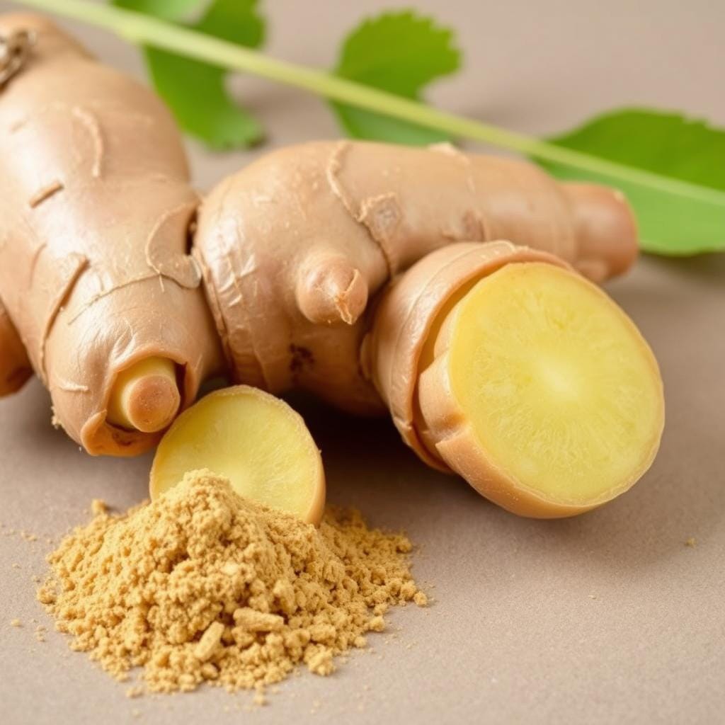 Fresh ginger root and powder