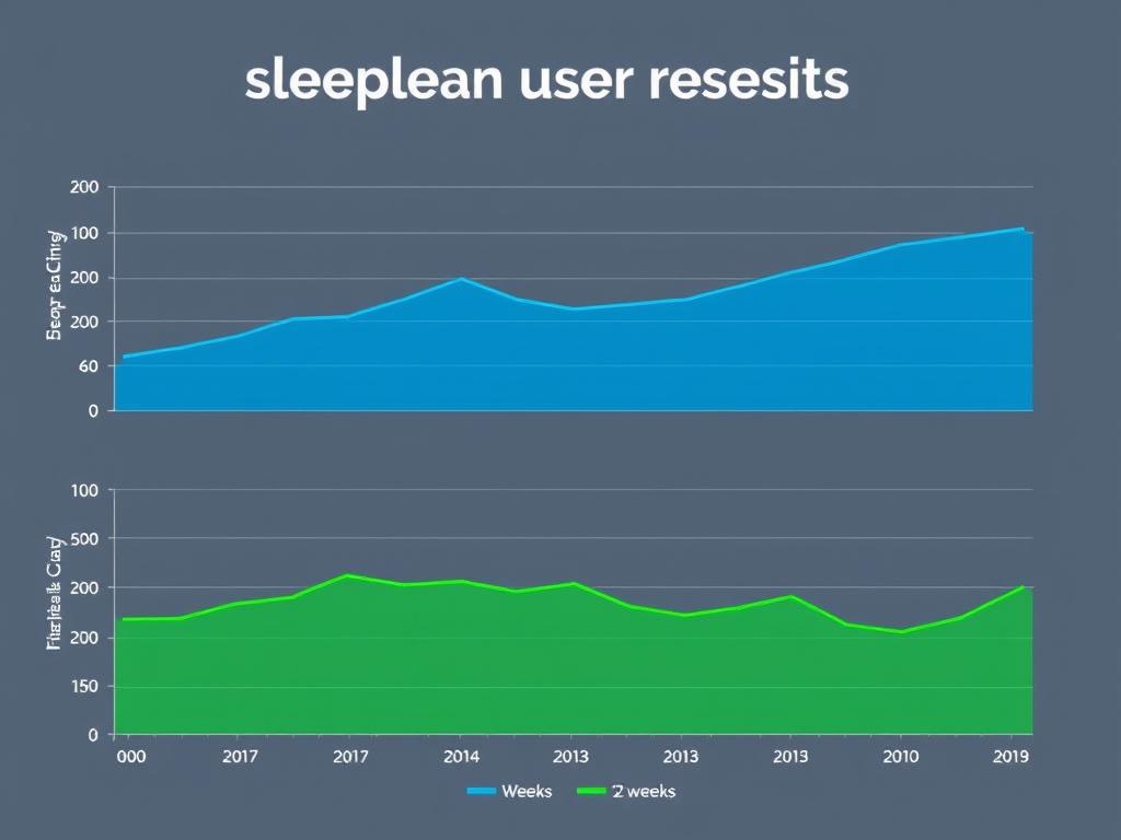Graph showing Sleeplean user results over time for sleep quality and weight management Graph showing Sleeplean user results over time for sleep quality and weight management