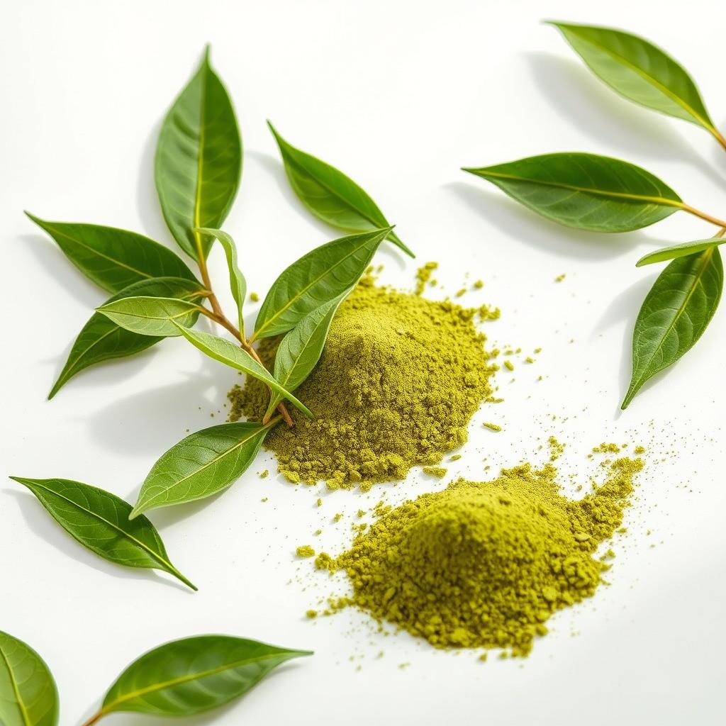 Green tea leaves and extract powder Green tea leaves and extract powder
