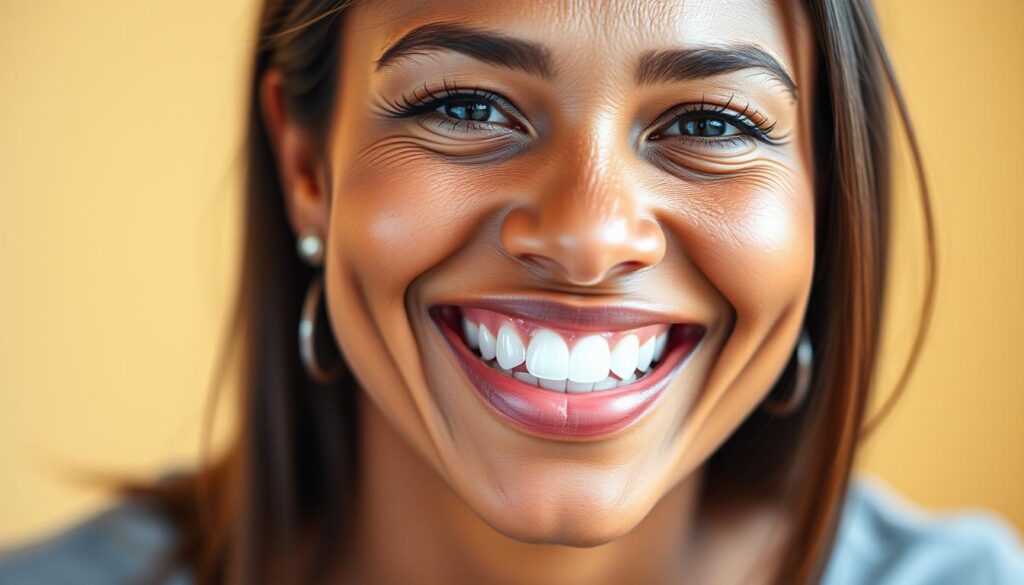Happy woman with healthy smile showing benefits of using ProDentim Official Happy woman with healthy smile showing benefits of using ProDentim Official