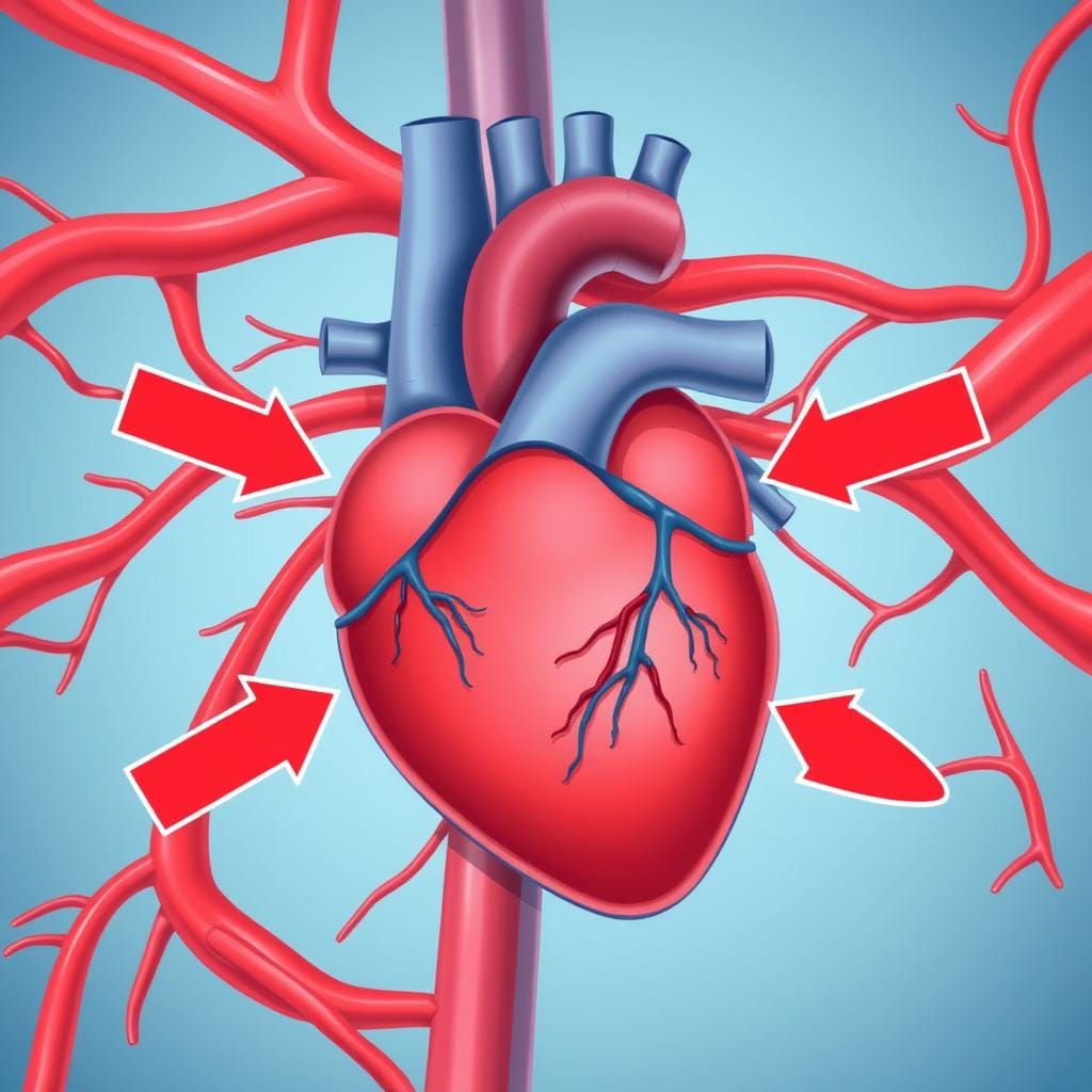 Heart health illustration showing improved blood flow Heart health illustration showing improved blood flow