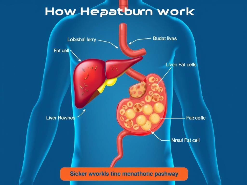 Hepatoburn mechanism of action showing liver function and fat metabolism