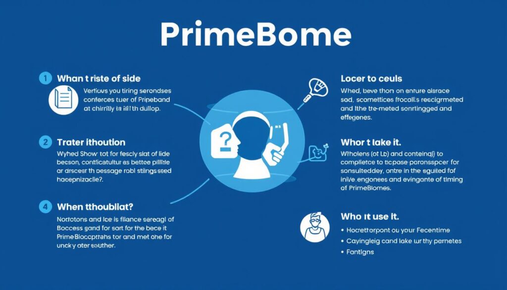 Illustration answering common questions about PrimeBiome's effectiveness and usage Illustration answering common questions about PrimeBiome's effectiveness and usage