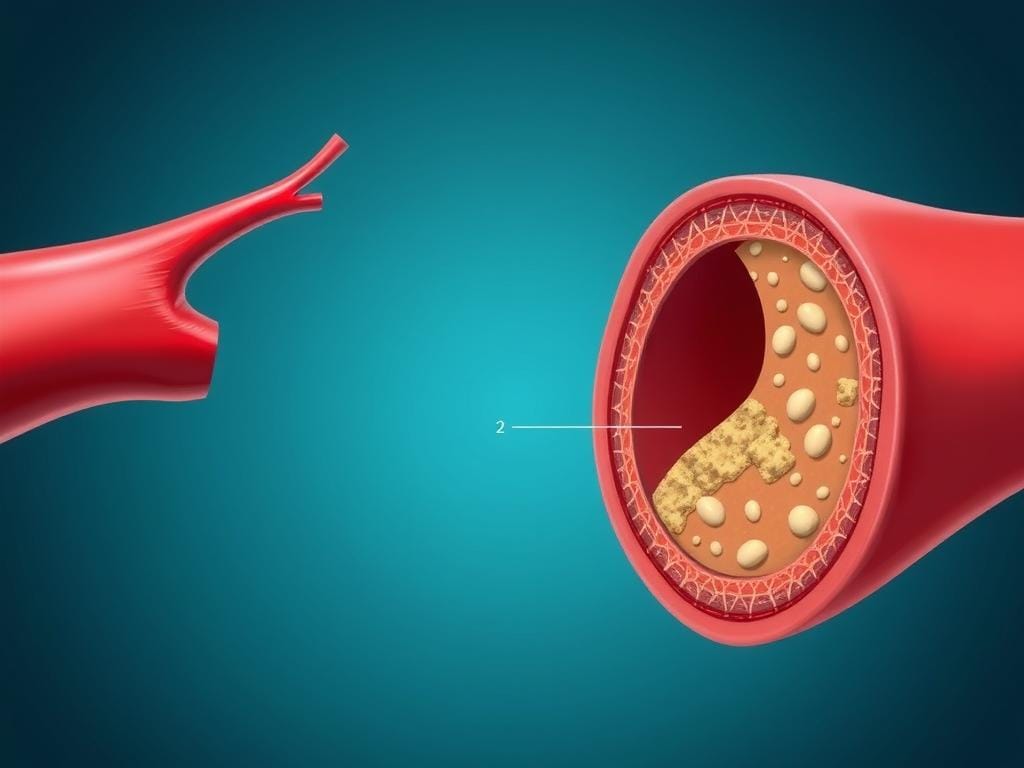 Illustration of cholesterol buildup in arteries Illustration of cholesterol buildup in arteries