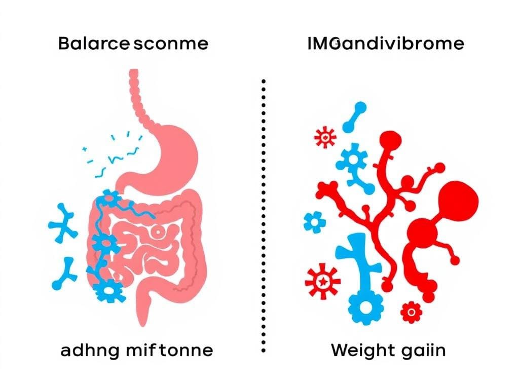 Illustration of gut microbiome balance affecting weight loss