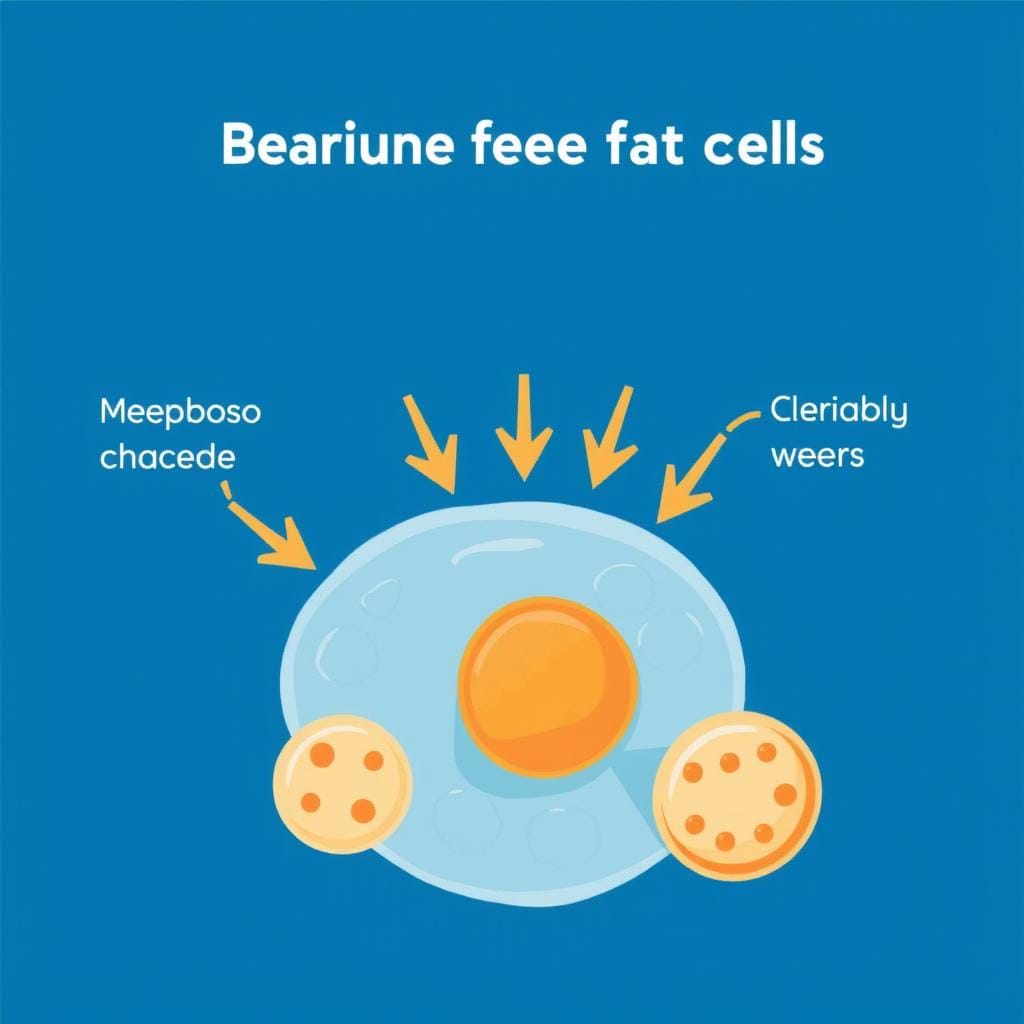 Illustration of metabolic processes breaking down fat cells Illustration of metabolic processes breaking down fat cells