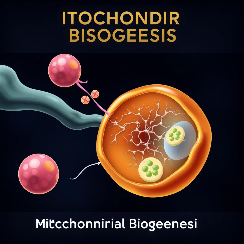 Illustration of mitochondrial biogenesis process