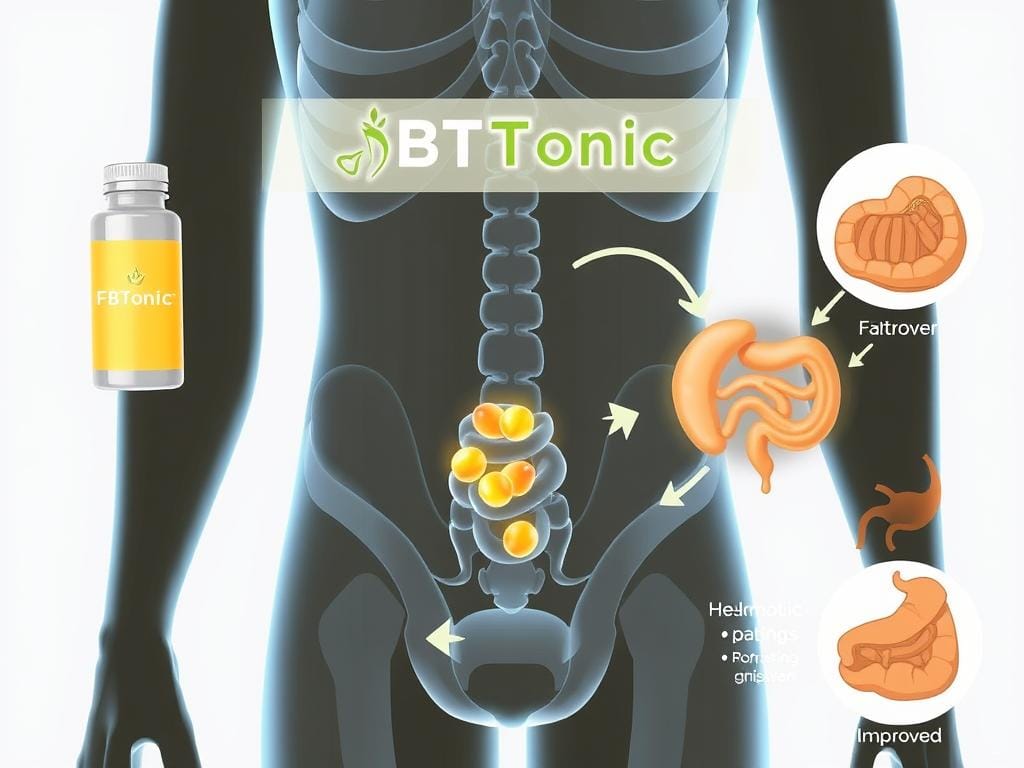 Illustration showing how FBTonic works in the body to target belly fat