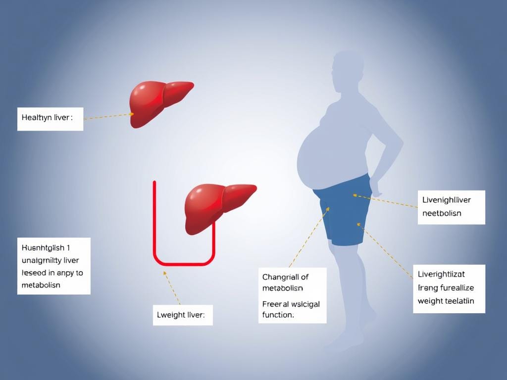 Illustration showing the connection between liver health and weight loss