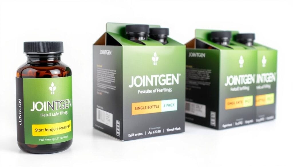 Jointgen packaging and pricing options display Jointgen packaging and pricing options display