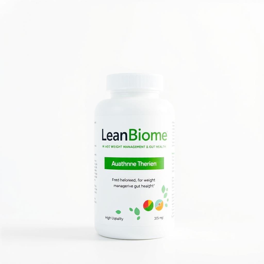 LeanBiome probiotic supplement bottle for belly fat reduction showing the product packaging
