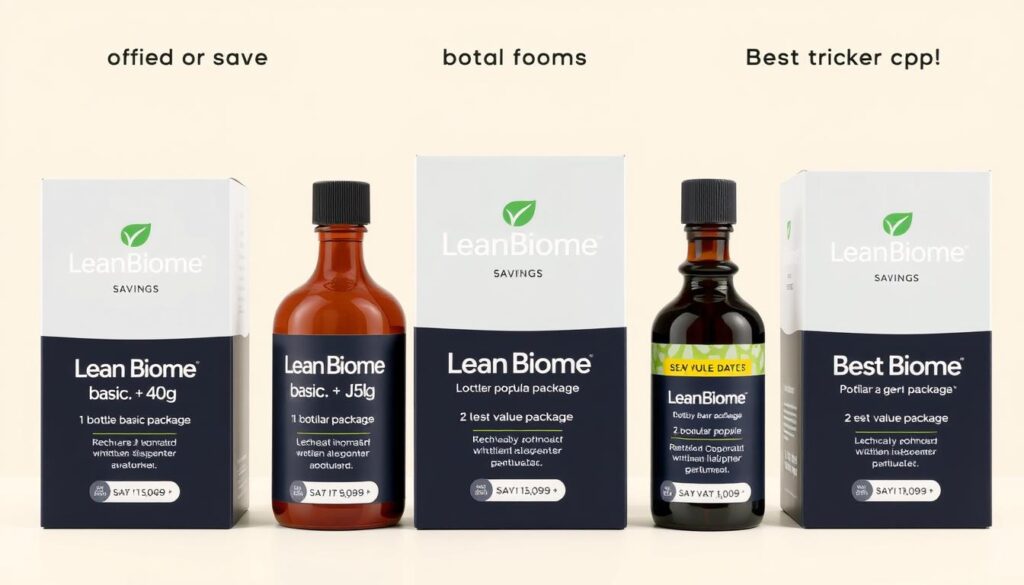 LeanBiome product packages showing 1-bottle, 3-bottle, and 6-bottle options LeanBiome product packages showing 1-bottle, 3-bottle, and 6-bottle options