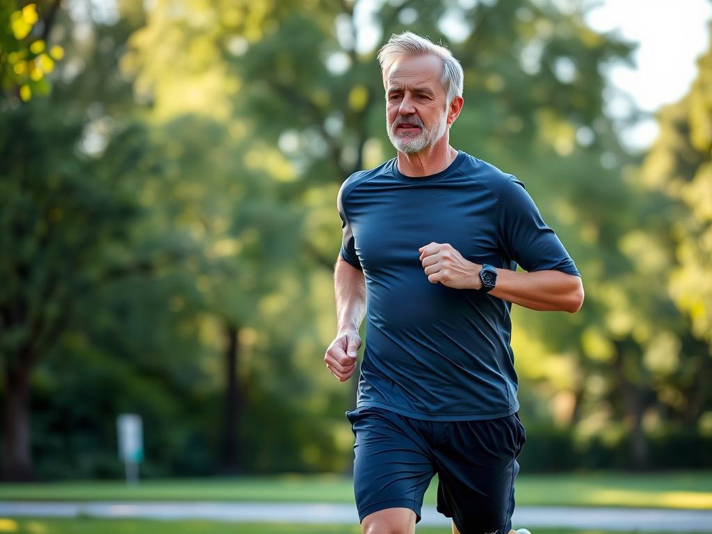 Man exercising outdoors after taking Ikaria Juice formula Man exercising outdoors after taking Ikaria Juice formula