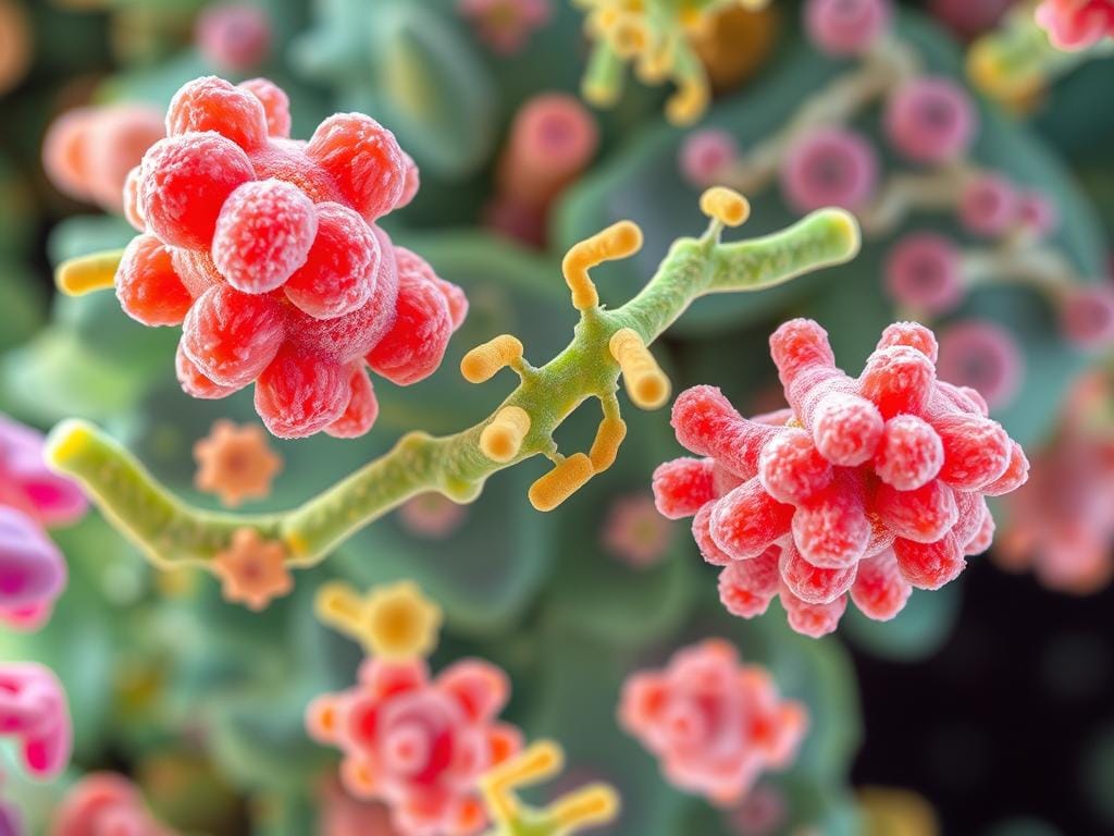 Microscopic view of beneficial probiotic bacteria strains found in LeanBiome supplement for belly fat reduction